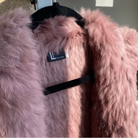 Love Token Mauve Angora Fur Vest Jacket - Picture 2 of 12